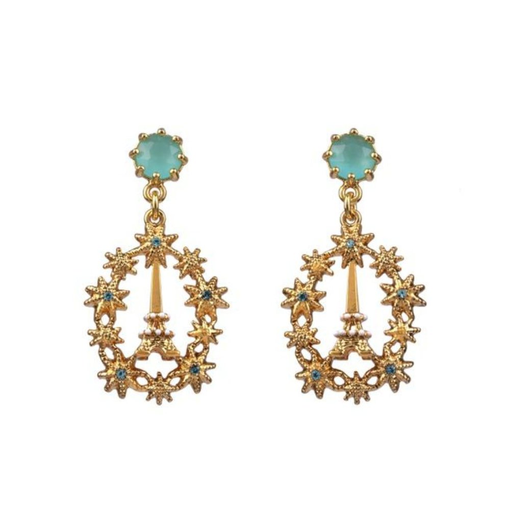 Les Néréides Multicolor Eiffel and Sun Tower Post Stud Earrings